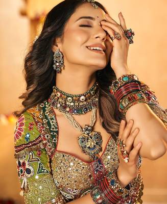 Green Cotton Navratri Lehenga Choli With Dupatta 2