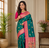 green color intricate color thread weaving design rich weaving pallu benarasi silk blend sarees