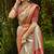 Cream Red silk blend embroidered kanchipuram silk blend Saree with blouse 