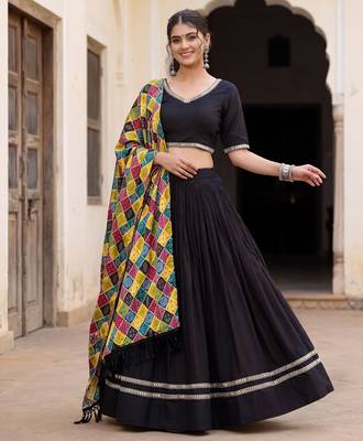 BLACK RAYON PARTY WEAR EMBROIDERY NAVRATRI LEHENGA CHOLI 3