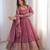 onion pink color embroidery and sequin work silk blend gown set