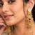 Indian Bridal Jhumka Earrings, Long Gold Kashmiri Statement Earrings