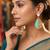 Gold-plated pear-shaped filigree earrings with turquoise and mother-of-pearl accents