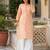 peach color fancy embroidery thread work cotton kurti palazzo set