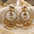 Elegant gold-plated mirror and pearl jhumka hoop earrings