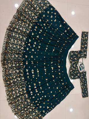 Dark Teal Green Embroidered Lehenga Choli with Dupatta 5
