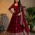 Women's maroon zari sequence embroidery work anarkali gown with dupatta