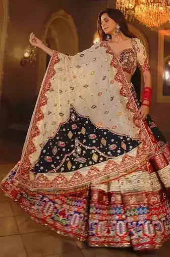 White Cotton Navratri Lehenga Choli With Dupatta