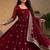 Women's maroon zari sequence embroidery work anarkali gown with dupatta