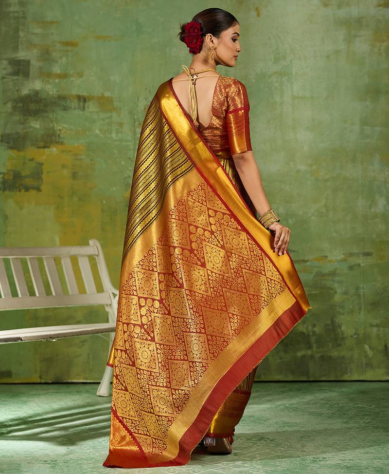 brown silk blend fancy saree with blouse