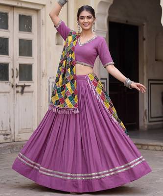 MAUVE PURPLE RAYON EMBROIDERY PARTY WEAR LEHENGA CHOLI  1