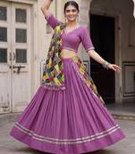 MAUVE PURPLE RAYON EMBROIDERY PARTY WEAR LEHENGA CHOLI 