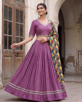 MAUVE PURPLE RAYON EMBROIDERY PARTY WEAR LEHENGA CHOLI  2