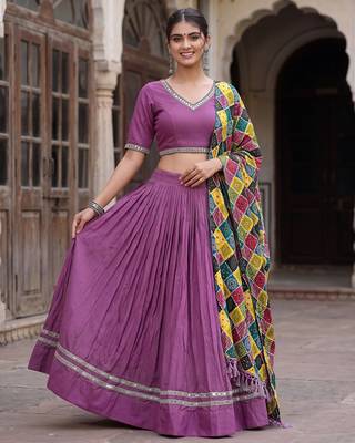 MAUVE PURPLE RAYON EMBROIDERY PARTY WEAR LEHENGA CHOLI  3