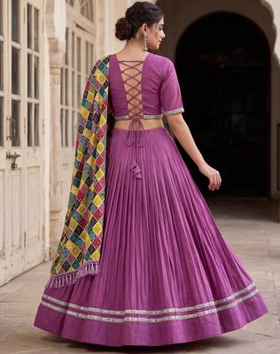MAUVE PURPLE RAYON EMBROIDERY PARTY WEAR LEHENGA CHOLI  4