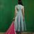 Aqua blue embroidered tissue silk anarkali set