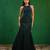Midnight green embroidered lycra crepe skirt set