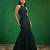 Midnight green embroidered lycra crepe skirt set