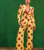 Yellow red printed imported crepe co ord set