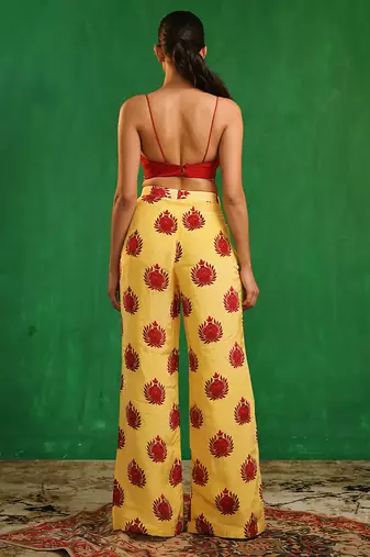 Yellow red printed imported crepe co ord set