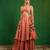 Peach pink embroidered tissue silk skirt set