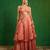Peach pink embroidered tissue silk skirt set