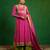 Fuchsia pink green embroidered crepe and glass organza anarkali set
