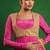 Fuchsia pink green embroidered crepe and glass organza anarkali set