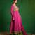 Fuchsia pink green embroidered crepe and glass organza anarkali set