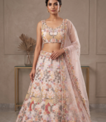  Net Lehenga Choli with Heavy Floral Embroidery & Dupatta