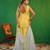 Pastel yellow embroidered crepe and glass organza kurta set