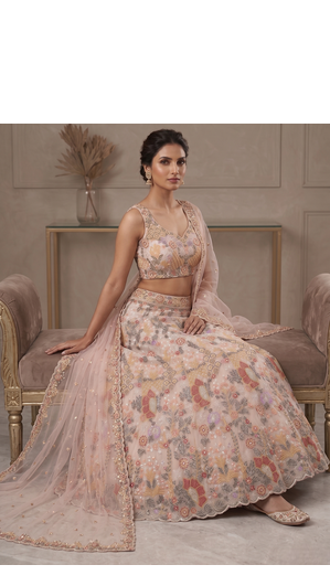  Net Lehenga Choli with Heavy Floral Embroidery & Dupatta 3