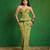 Green printed crepe corset skirt set