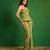 Green printed crepe corset skirt set
