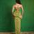 Green printed crepe corset skirt set