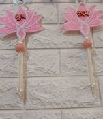 decorative shubh labh lotus patch hanging for home decor pack of 2