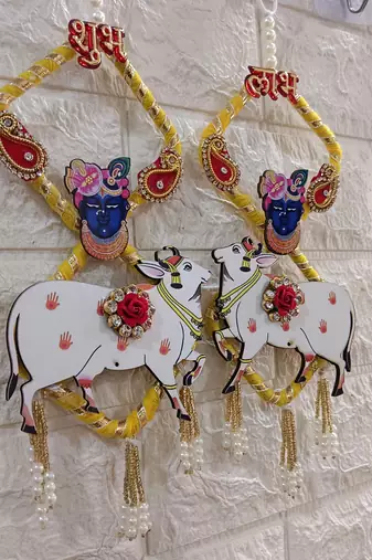 shubh labh shrinath ji cow latkan toran for home decor pack of 2
