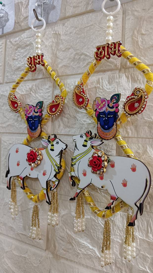 shubh labh shrinath ji cow latkan toran for home decor pack of 2