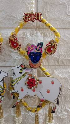 shubh labh shrinath ji cow latkan toran for home decor pack of 2 3