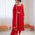 Red chinon silk thread with sequence anarkali suit