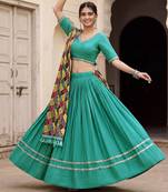 SEA GREEN RAYON EMBROIDERY PARTY WEAR LEHENGA CHOLI