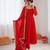 Red chinon silk thread with sequence anarkali suit