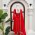 Red chinon silk thread with sequence anarkali suit
