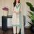 OFF- white color fancy embroidery thread work organza kurti set