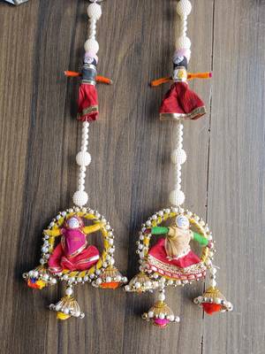handmade rajasthani moti chudi puppet toran for home decor pack of 2 1