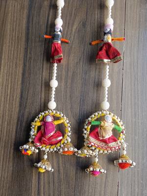 handmade rajasthani moti chudi puppet toran for home decor pack of 2 2