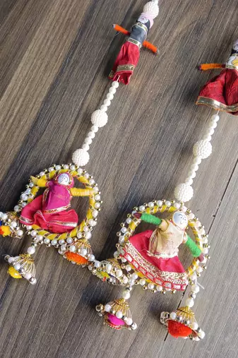 handmade rajasthani moti chudi puppet toran for home decor pack of 2