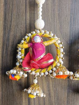 handmade rajasthani moti chudi puppet toran for home decor pack of 2 4