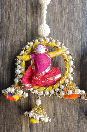 handmade rajasthani moti chudi puppet toran for home decor pack of 2