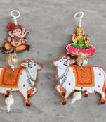 handmade multicolor shubh labh lotus hanging for home decor pack of 2